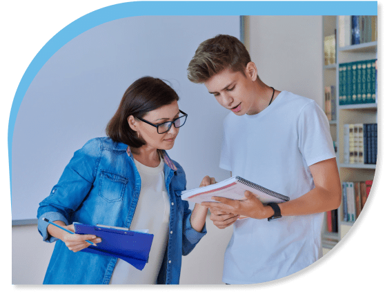 Student engaged in one-on-one academic coaching session